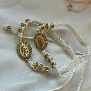 NEW Religious Tie Adjustable Bracelet Girls Womens Accessories Gold Cross Gem